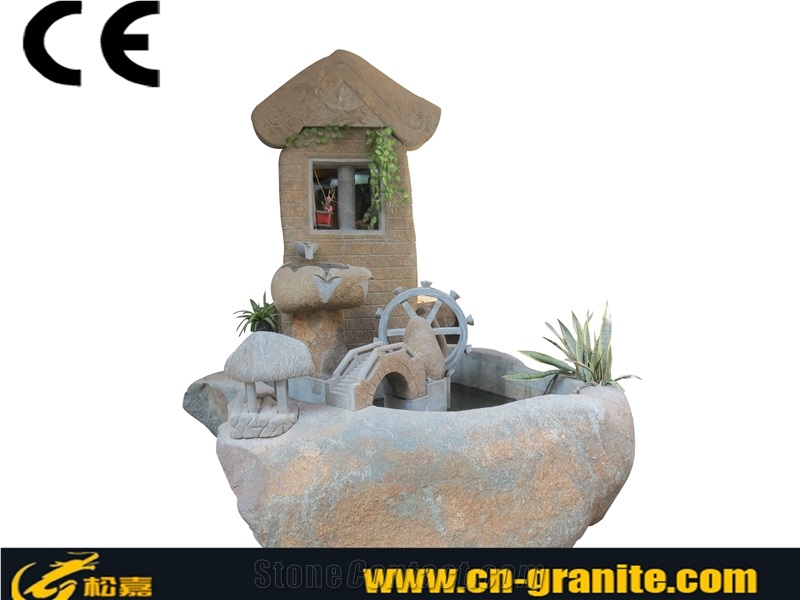 China Natural Stone Yellow Garden Fountain Beautiful Design Exterior Water Stone Fountain Sculptured Fountain