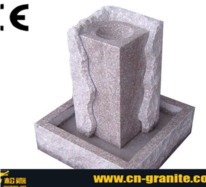 China Pink Granite Water Feature/Fountain Chinese Granite Outdoor Water Fountain for Garden Fountain