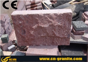 China Red Granite G666 Split Face Mushroom Stone, Chinese Red Porphyry for Walling Cladding