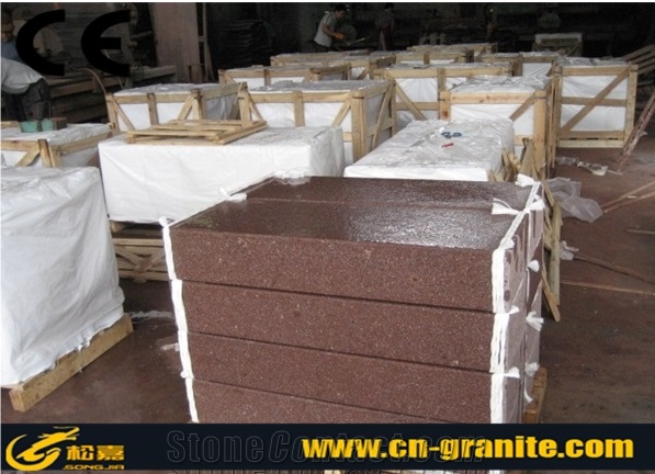 China Red Porphyry Kerbstone Chinese Red Granite Curbstone Road Stone