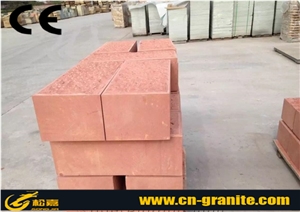 China Red Sandstone Curbstone Kerbstone Red Natural Stone Road Stone Interlock Tiles & Amp Kerbstone
