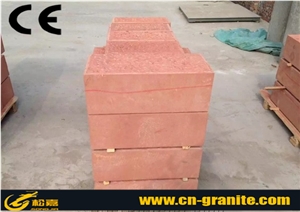 China Red Sandstone Curbstone Kerbstone Red Natural Stone Road Stone Interlock Tiles & Amp Kerbstone