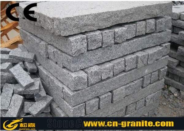 China Shandong Granite G341 Sesame Cube Stone Paver,Grey Granite Kerbstones Cube Stones