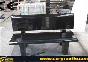 China Shanxi Black Granite Garden Bench Absolute Black Polished Outdoor Benches