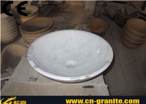China White Marble Guangxi White Rough Wash Bowls,Bathroom with Sinks Basin Faucet