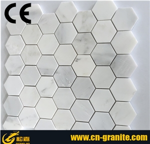 China White Marble Mosaic Stone,White Hexagon Mosaic Wall Mosaic Stone