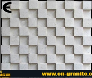 China White Travertine Mosaic Tiles,China Split Face Mosaic Wall Pattern