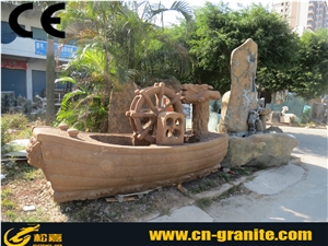 China Yellow Sandstone Garden Fountain Chinese Sandstone Water Features Fountain Outdoor Water Fountain