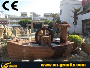 China Yellow Sandstone Garden Fountain Chinese Sandstone Water Features Fountain Outdoor Water Fountain