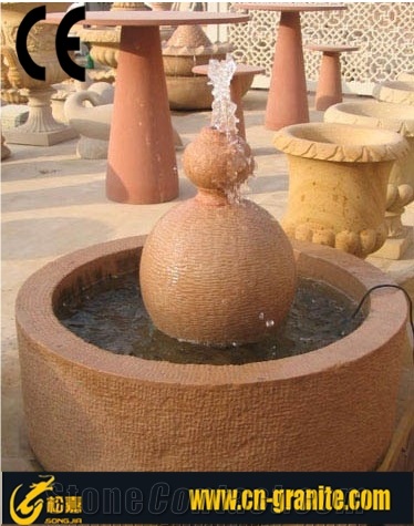 China Yellow Sandstone Garden Fountain Exterior Fountains Garden Mermaid Water Fountain