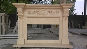 Cream Marfil Marble Fireplace,Beige Fireplace for Interior Fireplace Decoration,Fireplace Design Ideas.