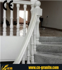 Crystal White Marble Balustrade & Railings,China Absolute White Marble Polished Staircase Rails