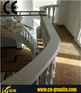 Crystal White Marble Balustrade & Railings,China Absolute White Marble Polished Staircase Rails