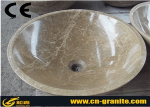 Emperador Light Marble Sinks & Basins China Polished Marble Round Sinks Natural Wash Bowls