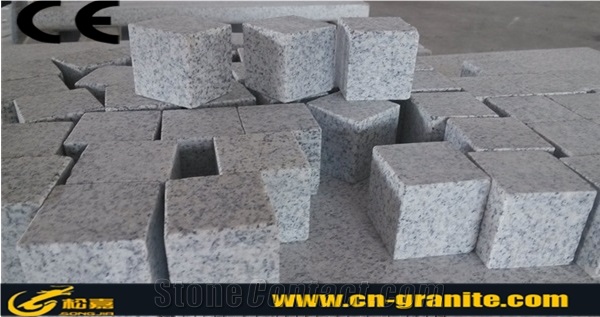 G365 Granite Machine Cut Cube Stone & Pavers, China White Sesame Granite, Sawn Shandong White Pearl Granite Cube Stone