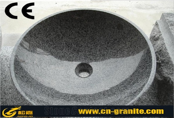 G654 Sesame Black Granite Sinks & Basins Black Rough Sinks for Bathroom Wash Hand Basin