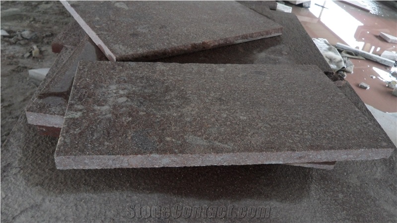 G666 Granite Flamed Red Porphyry Tiles for Floor Tiles or Wall Cladding
