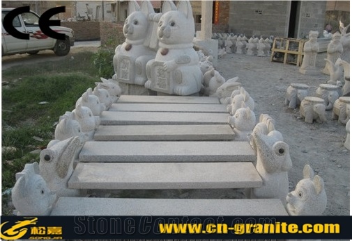 G682 China Yellow Rusty Granite Animal Sculpture Garden Bench Wood Slats for Cast Iron Bench Park Bench
