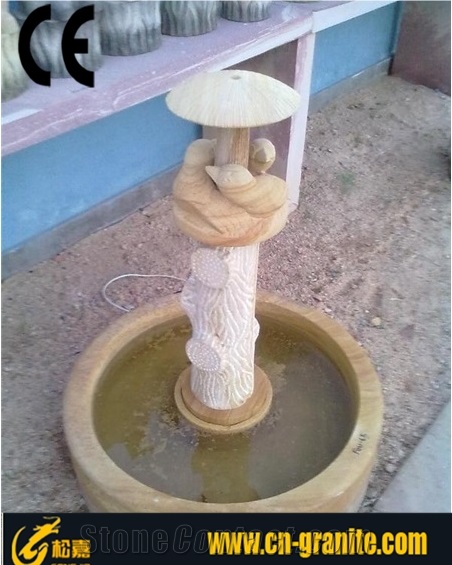 Garden Sandstone Water Fountain Teak Wood Sandstone Fountain Outdoor Water Fountain