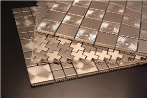 Glass Mosaic,Stainless Steel Mosaic Tiles for Wall Decoration,Wall Cladding Tiles,Metal Mosaic Tiles.