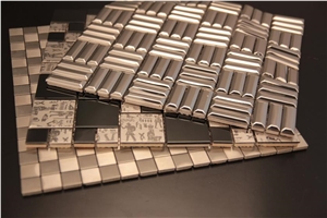 Glass Mosaic,Stainless Steel Mosaic Tiles for Wall Decoration,Wall Cladding Tiles,Metal Mosaic Tiles.