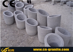 Grey China Granite G603 Garden Flower Pot Chinese Grey Outdoor Planters Landscaping Planters