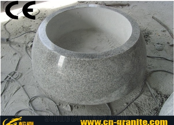 Grey Granite G603 Polished Flower Pot,Chinese Outdoor Planters Flower Pot,China Grey Natural Stone