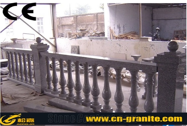 Hot Sale Stone Railing & Balustrade,China Grey Granite Handrail Stone Outdoor Landscape Stone Balustrade