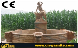 Marble Carving Fountain China Stone Carving Water Fountain Yellow Design Garden Fountain