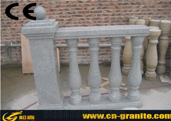 Own Factory Cheap Dark Grey Granite Stone Balustrade & Railings,Chinese Grey Granite Glass Balcony Railing Outdoor Railing Stone