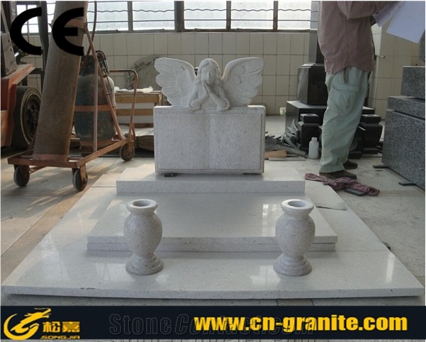 Polished Surface China Pearl White Granite Monument & Tombstone Engraving