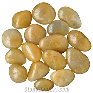 Yellow Marble Polished Pebble Stone for Garden Step Road Paving,Swimming Pool Paving,River Stone,Pebble Stone Driveways,Pebble Walkway.