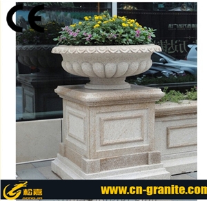 Yellow Natural Stone G682 China Granite Flower Pots Yellow Metal Hanging Flower Pot Stand