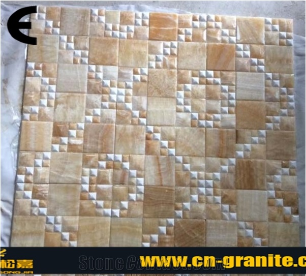 Yellow Onyx Masaic Pattern Tiles,Yellow Mosaic Pattern Water Jet Medallion Cricket Jersey Pattern