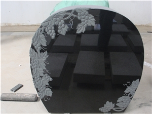 Round Shape Monuments Tombstone China Black Granite Headstone for Sale