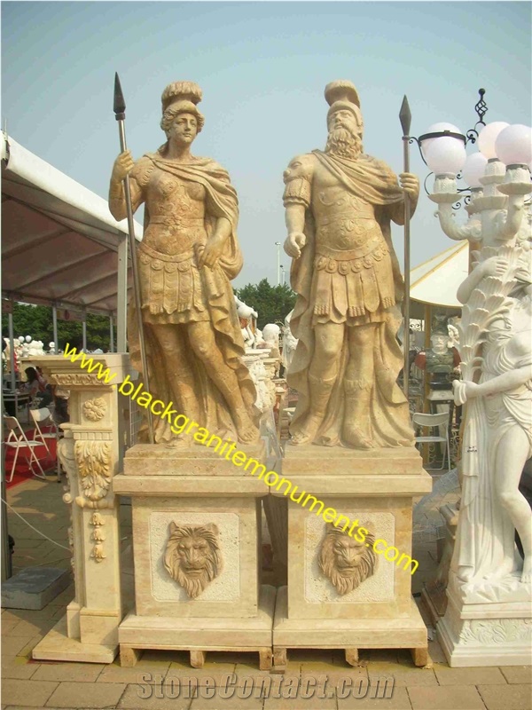 Beige Marble Human Figurines Statue & Sculpture & Human Carved & Handcraft