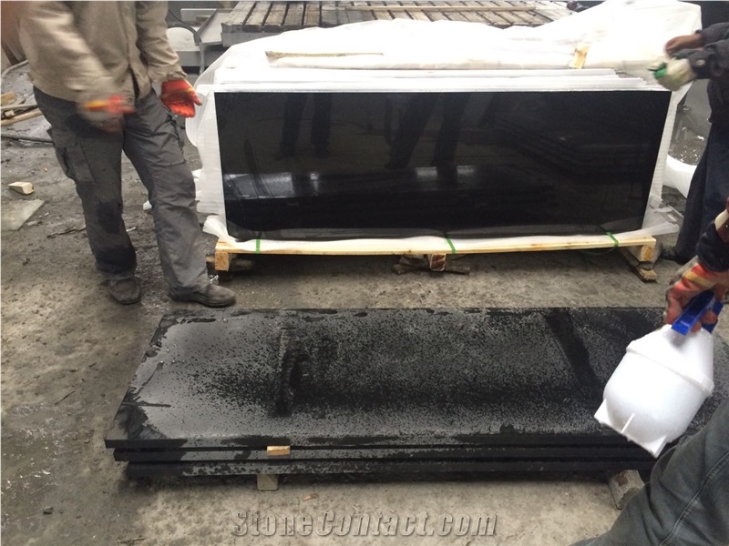 High Quality Polished Black Granite Slabs & Tiles 180x60x3/4cm Shanxi Black with Golden Spots Slabs