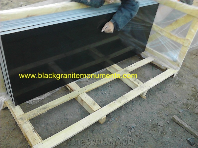 Mongolia Black Granite High Polished Kitchen Countertops, China Black Good Quality Custom Countertops, Absolute Black Granite Kitchen Desk Tops/ Bench Tops in Different Size and Thickness
