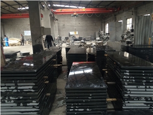 Shanxi Black Granite Polished Slabs for Iran Market 180x60x3/4cm, Black Granite Slabs