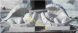 White Marble Sculpture, Handcarved Cherub Angel Sculptures, Angel Child Statues