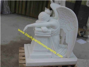 White Marble Sculpture, Handcarved Garden Statue, Weeping Angel Sculptures