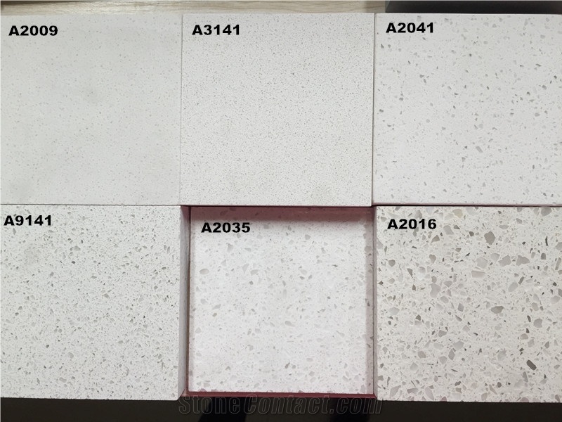 Fine Grain Arctic White Artificial Quartz Stone Solid Surface For
