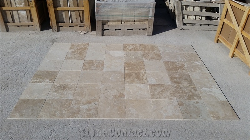 12x12x3/8" Durango Paredon Travertine Tiles, beige travertine flooring tiles, walling tiles 