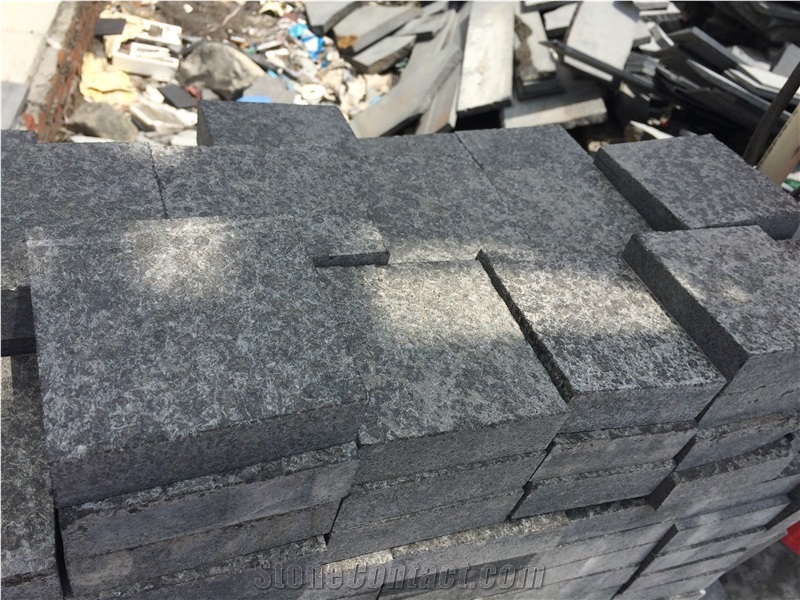 G684 Black Basalt Flamed Cobblestone,Cube Stone,Flamed Paving Stone