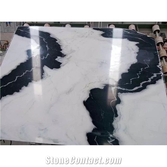 Panda White Marble Slab & Tile,Landscape Paintings Marble,China Panda White