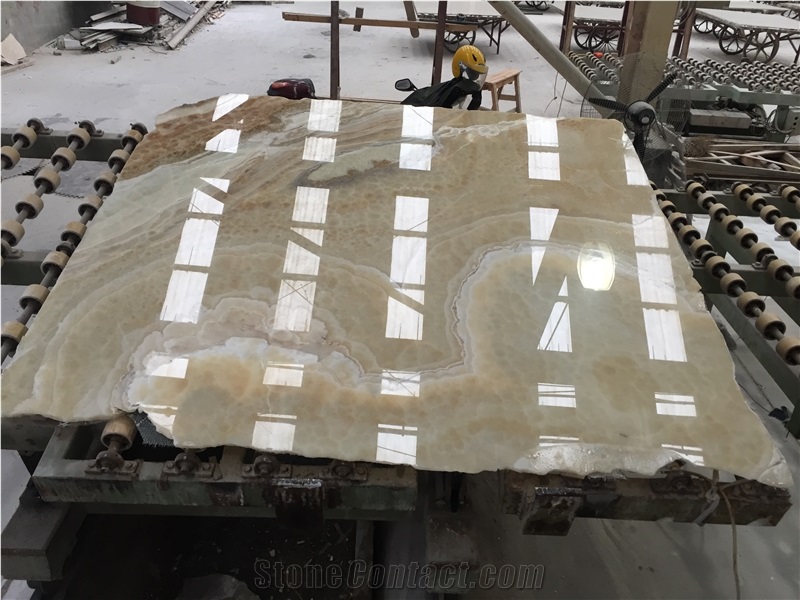 Own Factory-Beige Onyx High Polished Slabs & Tiles for Hotel Floor Covering & Wall Covering
