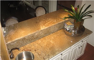 India Imperial Gold Bench Tops, Imperial Gold Dust Granite Kitchen Tops with Laminated Edges,New Imperial Gold Kitchen Bar Top, All Edges Bullnose,Imperial Gold Granite Island Tops with Half-Bullnose
