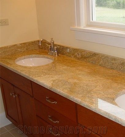 India Imperial Gold Dust Granite Custom, Custom Granite Vanity Tops With Undermount Sink