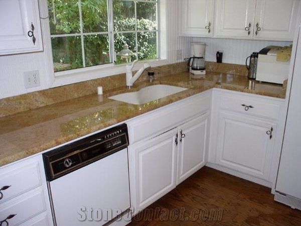 L Shape Imperial Gold Dust Granite Kitchen Countertops New