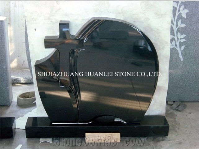 Absolute Black Monument, Hebei Black Granite Tombstone/Cross Tombstones/Cemetery Cross Tombstones